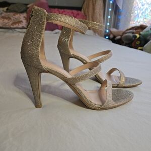 Kelly & Katie Cleo Sparkling Gold Metallic Stiletto Heels Evening Party MI3